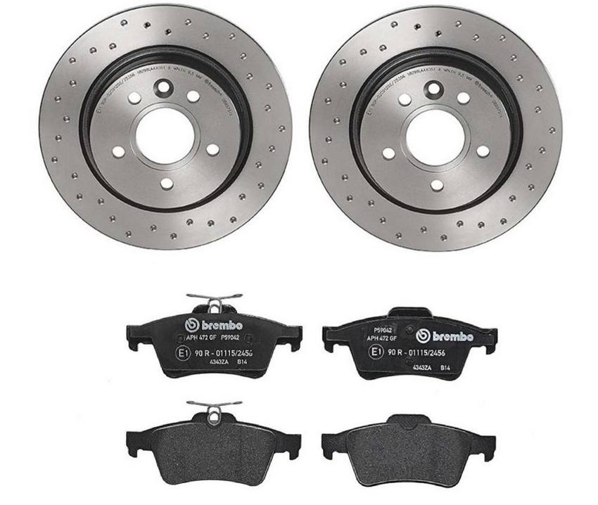 Volvo Brembo Brakes Kit - Pads and Rotors Rear (280mm) (Xtra) (Low-Met) 31341331 - Brembo 1564422KIT